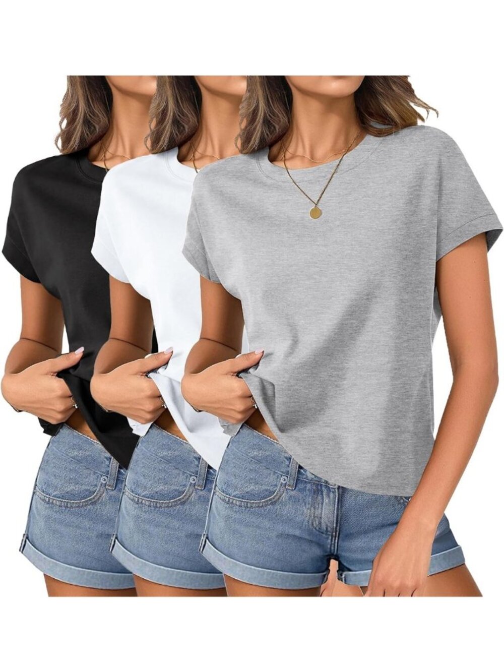 Casual Summer Boxy Tee - Cap Sleeve Crop Top, Loose Fit Cotton T-Shirt